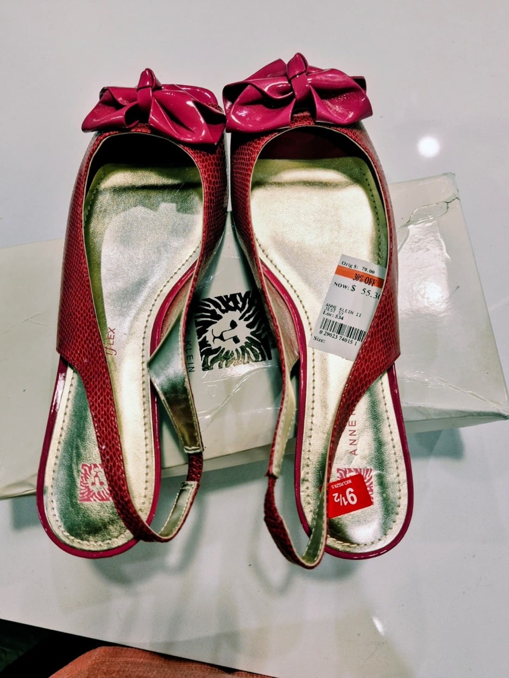 Anne Klein Pink Slingback Flats with Bow size 9.5